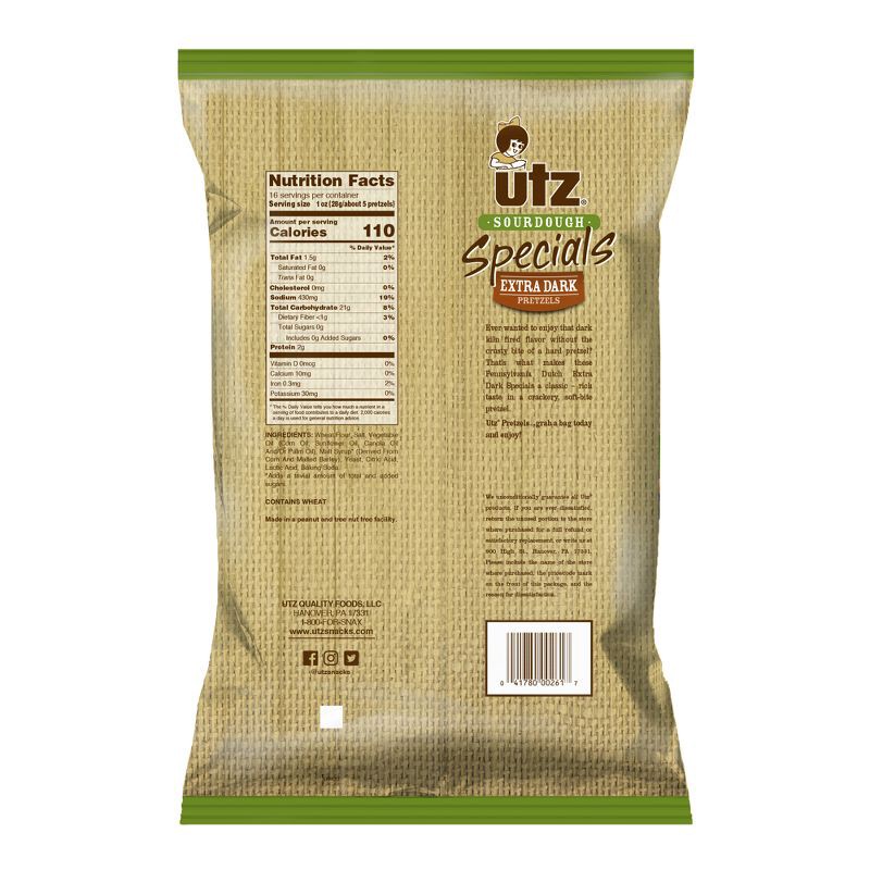 slide 2 of 6, Utz Sourdough Specials Extra Dark Pretzels - 16oz, 16 oz