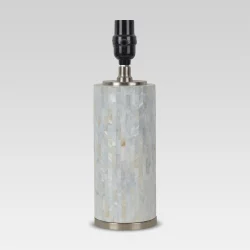 Capiz Subway Tile Small Lamp Base Shell Includes Energy Efficient Light Bulb - Threshold