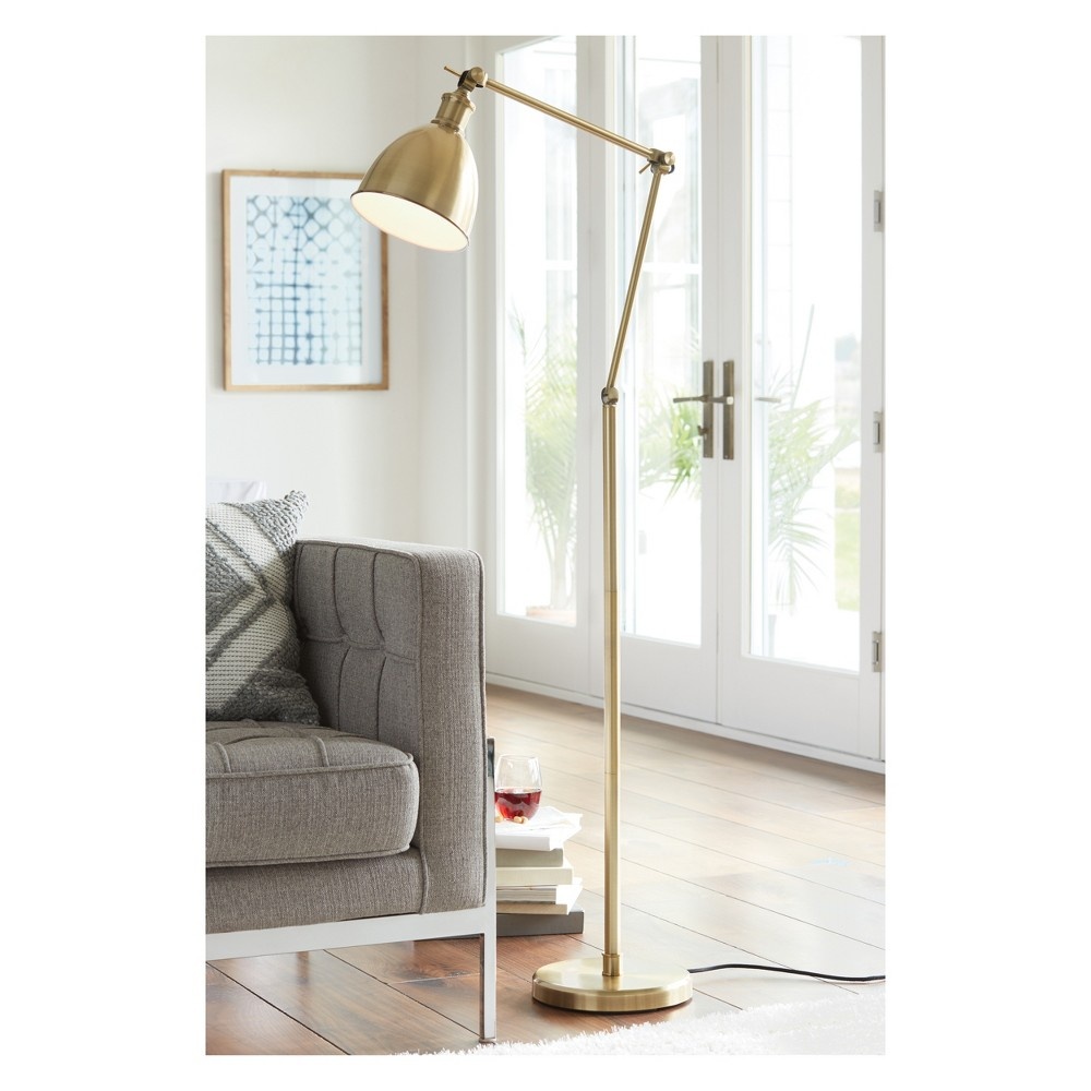 slide 2 of 5, Industrial Task Floor Lamp Brass - Threshold, 1 ct