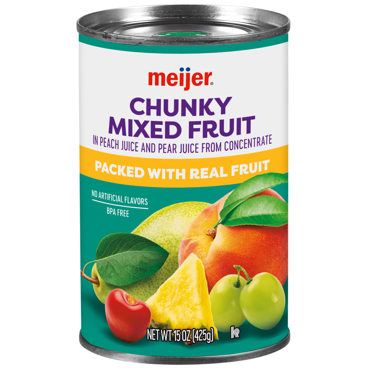 slide 1 of 9, Meijer Chunky Mixed Fruit in 100% Fruit Juice, 15 oz