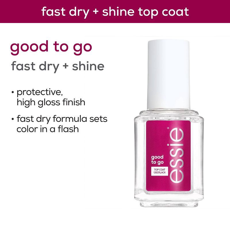 slide 4 of 6, essie Good to Go Top Coat - fast dry and shine - 0.46 fl oz, 0.46 fl oz