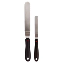 OXO 2pc Icing Knife Set: Stainless Steel Offset & Frosting Spatulas, Ergonomic Non-Slip Handles, Dishwasher-Safe