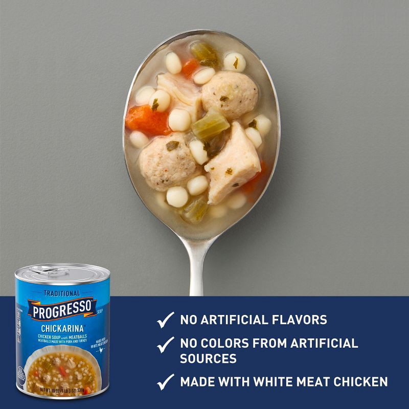slide 3 of 8, Progresso Traditional Chickarina Chicken Soup with Meatballs - 18oz, 18 oz