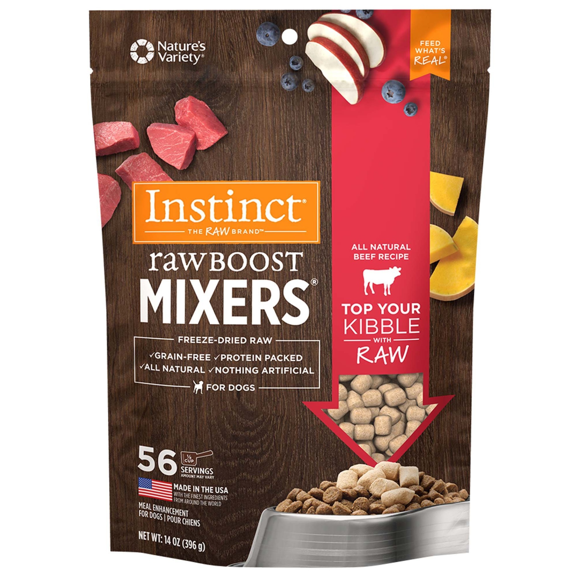 slide 1 of 1, Nature's Variety Instinct Freeze Dried Raw Boost Mixers Grain Free All Natural Beef Wet Dog Food Topper, 14 oz