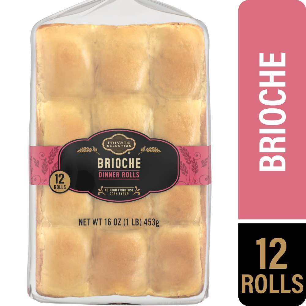 slide 1 of 4, Private Selection Brioche Dinner Rolls, 12 ct
