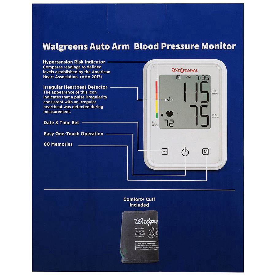 slide 2 of 2, Walgreens Auto Upper Arm Blood Pressure Monitor, 1 ct