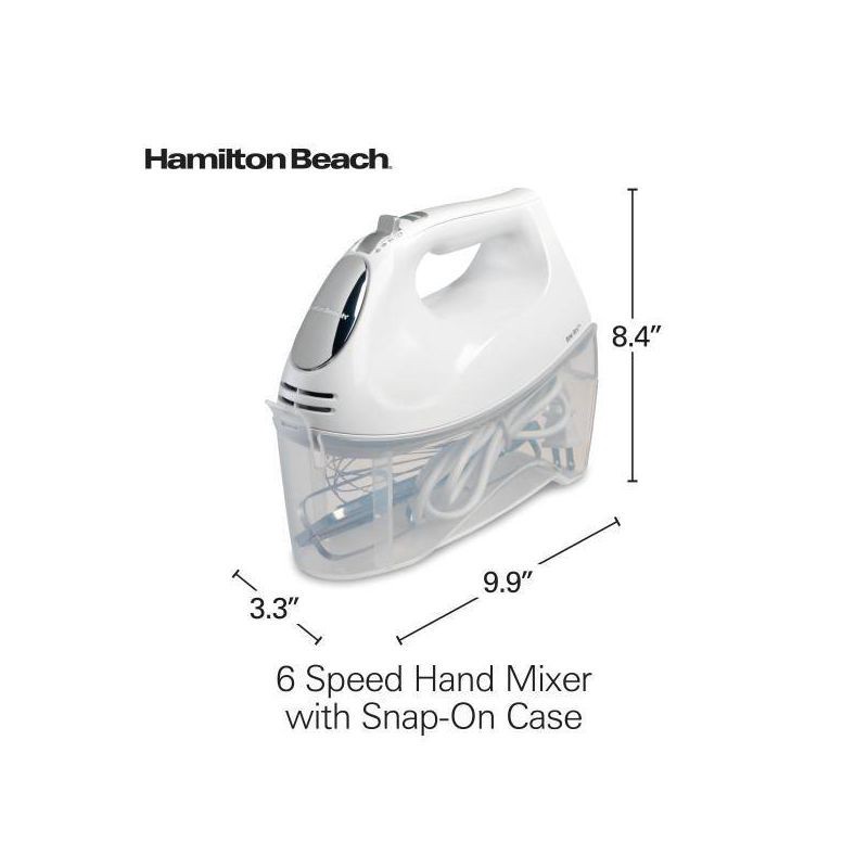 slide 9 of 9, Hamilton Beach 6-Speed Hand Mixer with Case - White 62632R, 1 ct