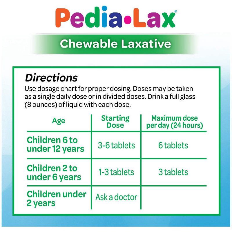 slide 6 of 7, Pedia-Lax Laxative Chewable Tablets for Kids - Ages 2-11 - Watermelon - 30ct, 30 ct