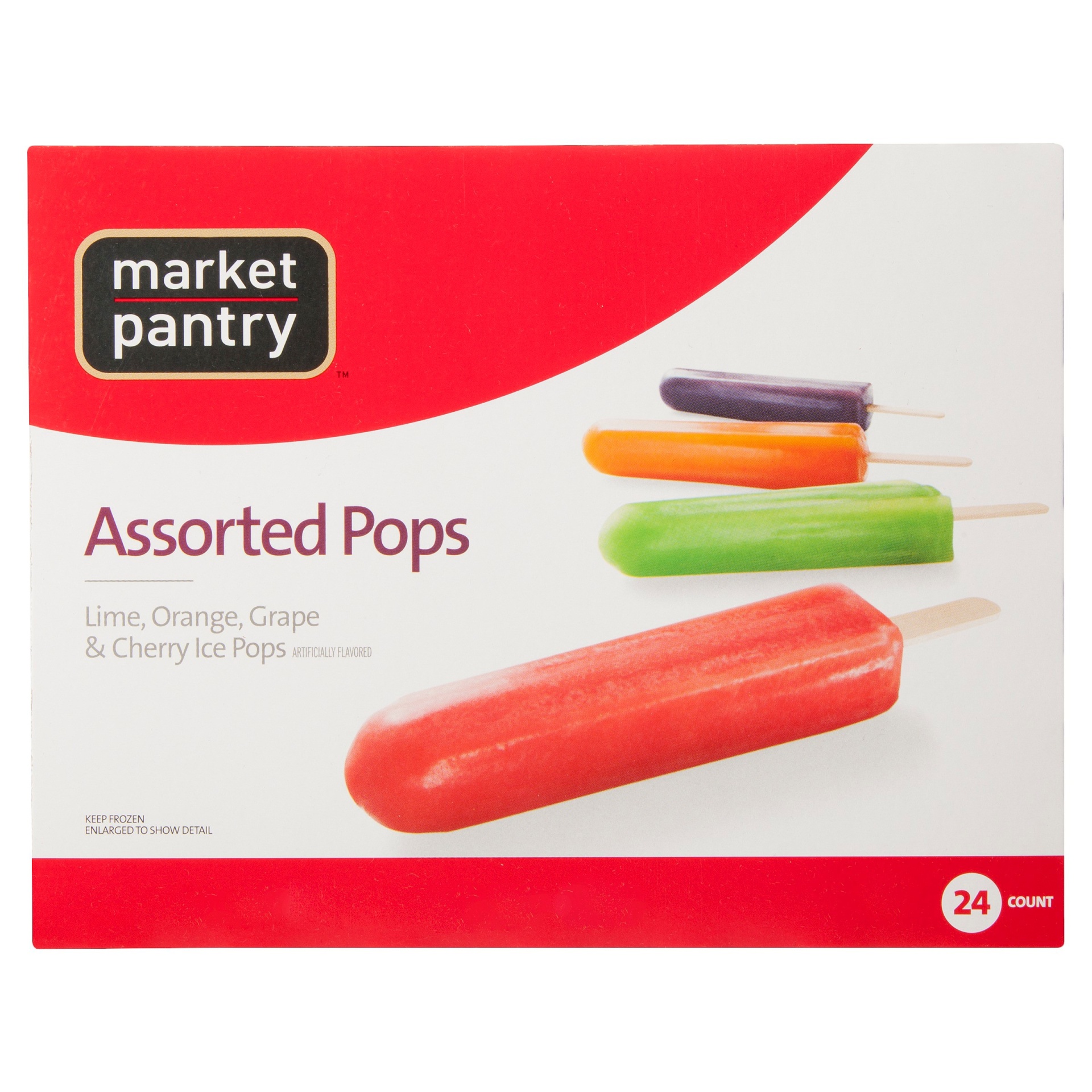 slide 1 of 1, Assorted Flavor Frozen Popsicle - Market Pantry, 24 ct