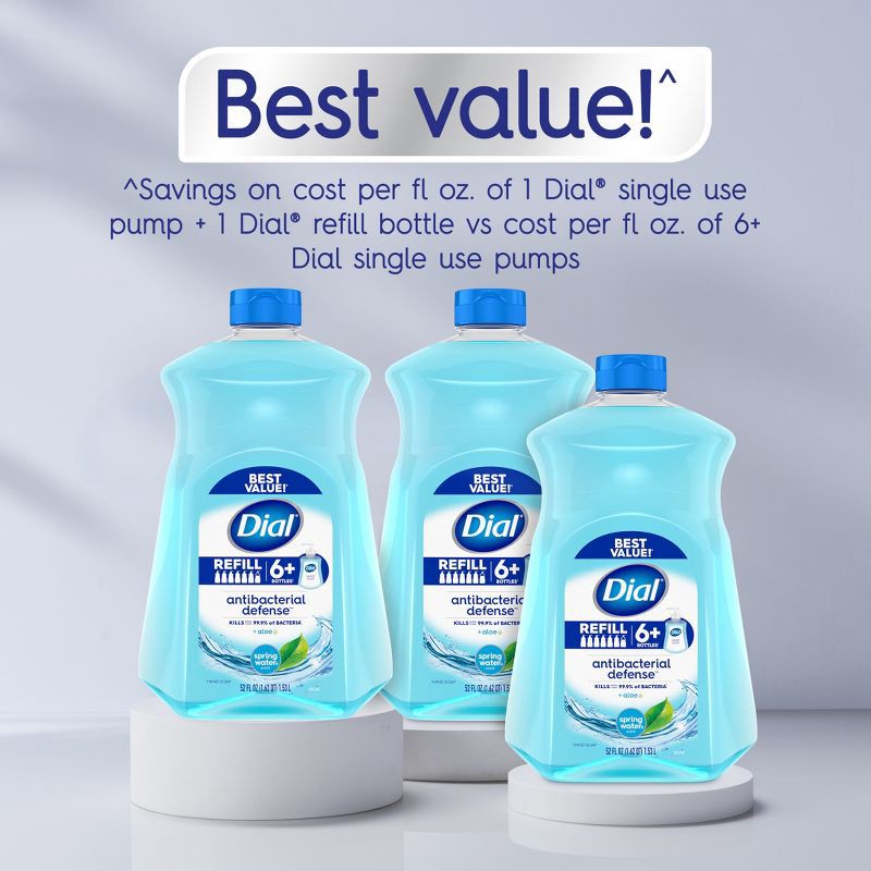 slide 5 of 13, Dial Antibacterial Defense Liquid Hand Soap Refill - Spring Water - 52 fl oz, 52 fl oz