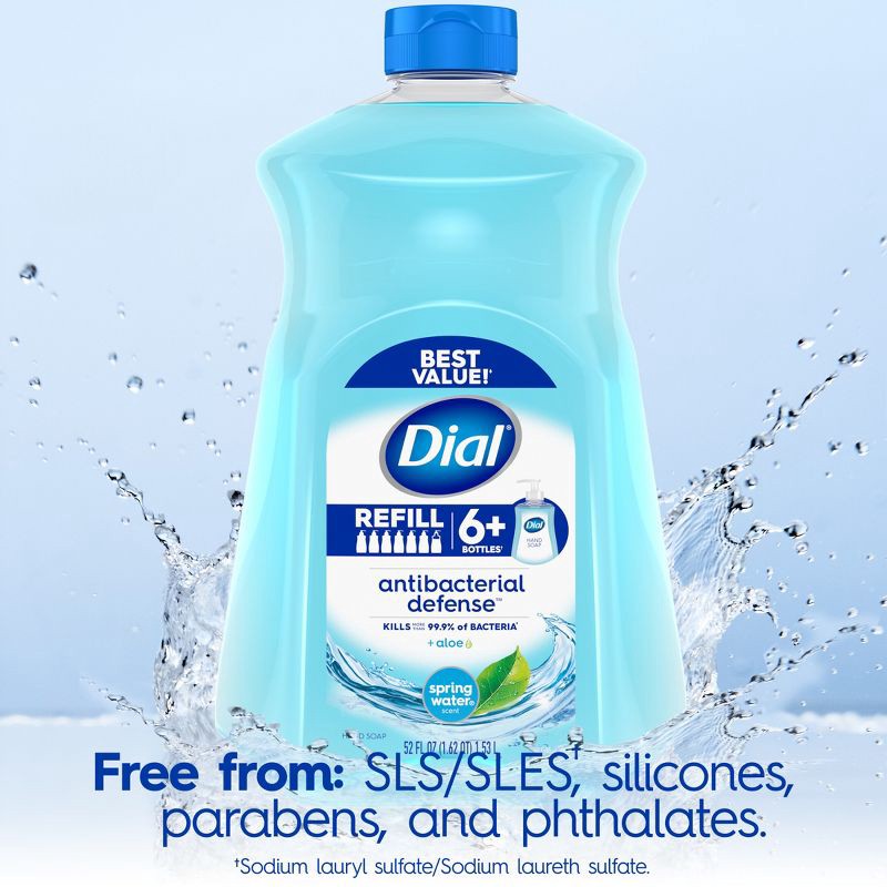 slide 7 of 13, Dial Antibacterial Defense Liquid Hand Soap Refill - Spring Water - 52 fl oz, 52 fl oz