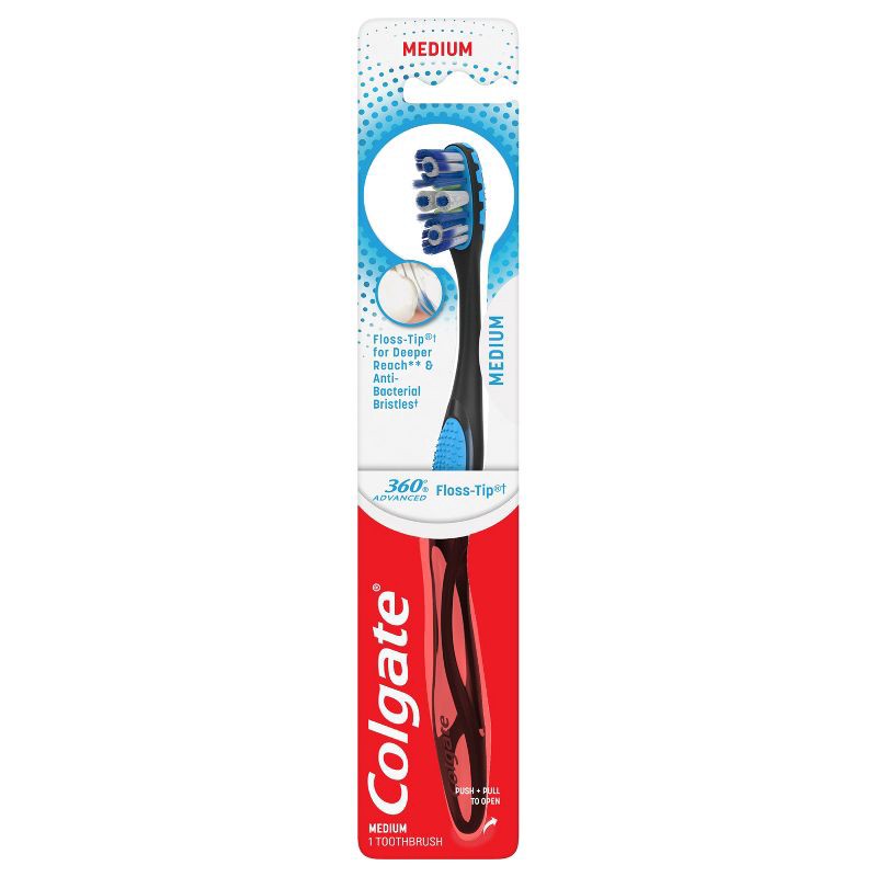 slide 1 of 4, Colgate 360 Total Advanced Floss-Tip Bristles Toothbrush Medium - 1ct, 1 ct