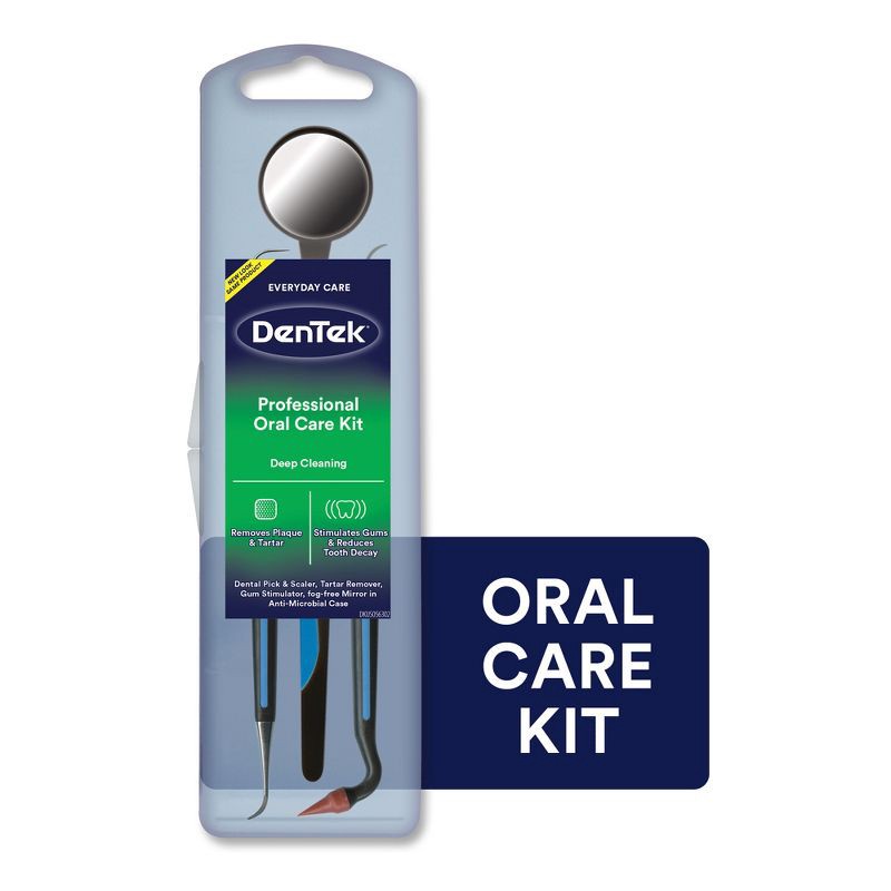 slide 13 of 13, DenTek Professional Oral Care Kit - Dental Pick & Scaler, Tartar Removal Tool & Gum Stimulator, and Mouth Mirror - Trial Size - 5ct, 5 ct