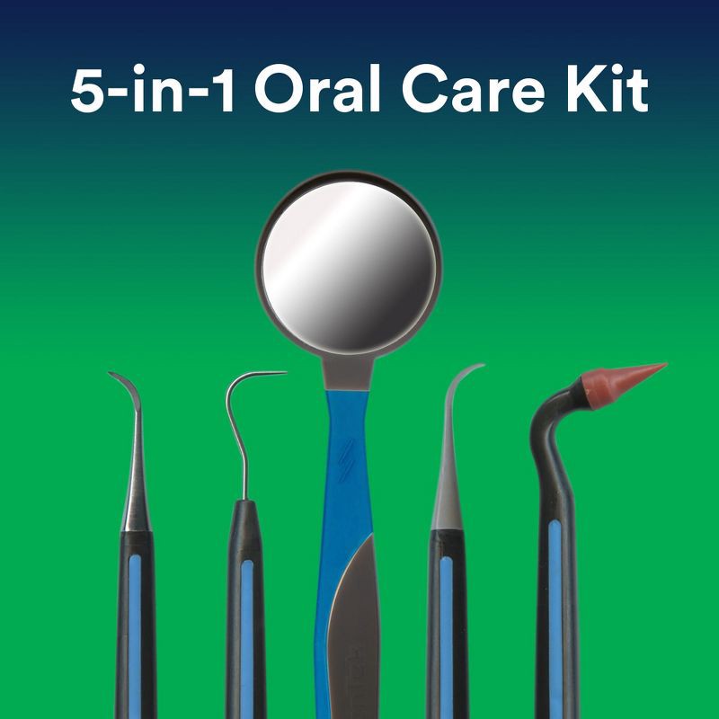 slide 4 of 14, DenTek Professional Oral Care Kit - Dental Pick & Scaler, Tartar Removal Tool & Gum Stimulator, and Mouth Mirror - Trial Size - 5ct, 5 ct