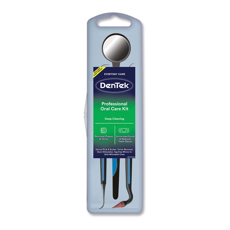 slide 1 of 13, DenTek Professional Oral Care Kit - Dental Pick & Scaler, Tartar Removal Tool & Gum Stimulator, and Mouth Mirror - Trial Size - 5ct, 5 ct