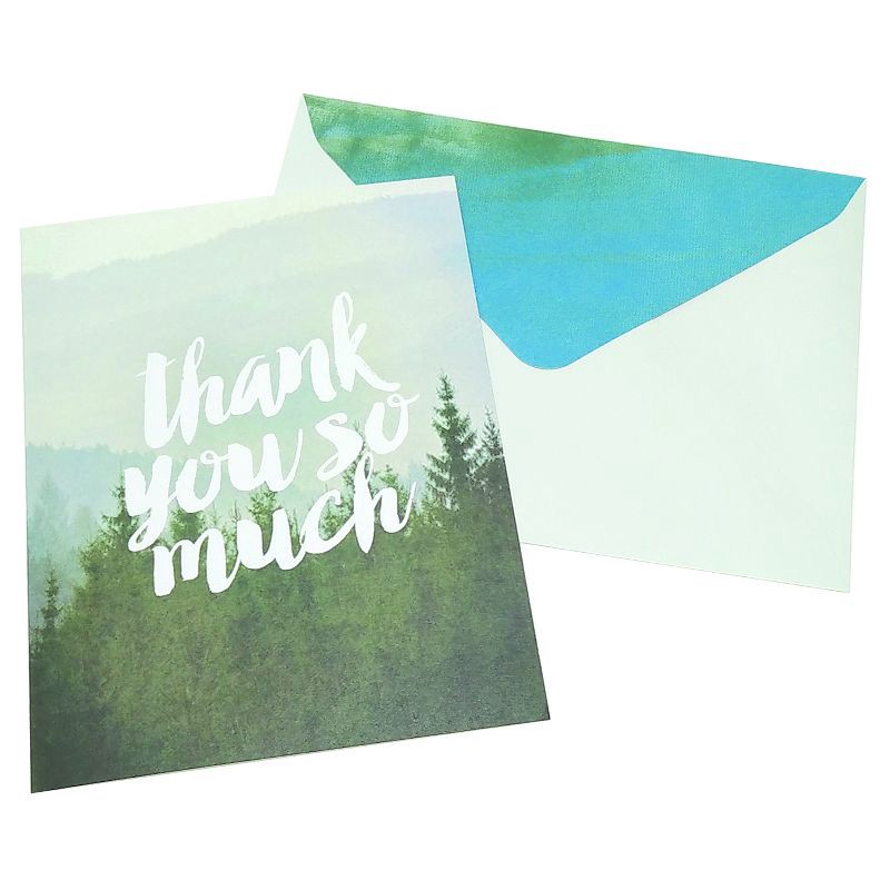 slide 2 of 5, Green Inspired 10ct Foggy Forest Thank You Cards, 10 ct
