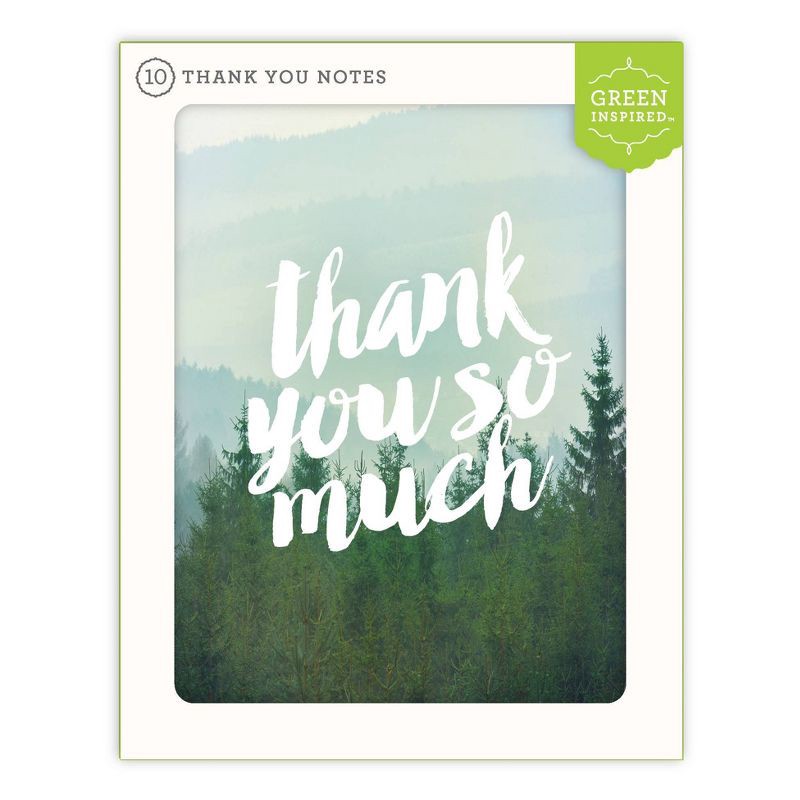 slide 4 of 5, Green Inspired 10ct Foggy Forest Thank You Cards, 10 ct