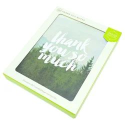 Green Inspired 10ct Foggy Forest Thank You Cards: Multicolor Botanical Stationery Pack with Envelopes, Matte Finish