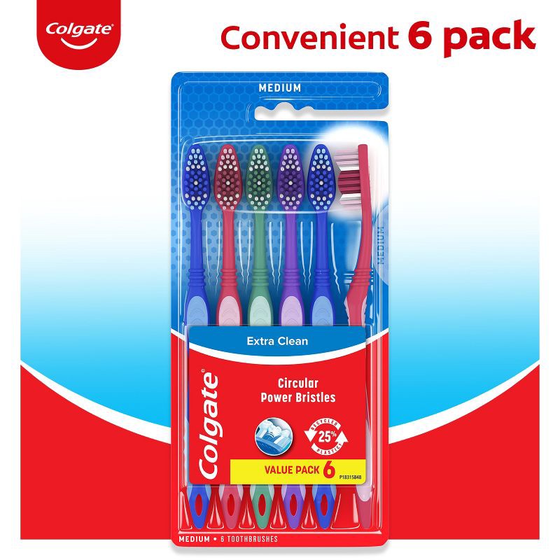 slide 4 of 9, Colgate Extra Clean Full Head Toothbrush Medium - 6ct, 6 ct