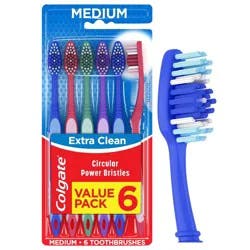 Colgate Extra Clean Full Head Toothbrush Medium - 6ct: Plastic Manual, Nylon Bristle, Non-Travel Size