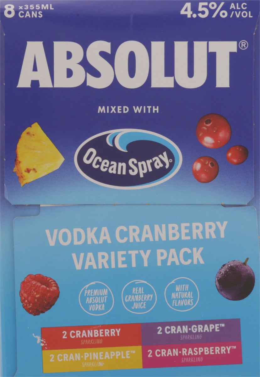 slide 3 of 11, Absolut Sparkling Cranberry Vodka 8 - 355 ml Cans, 8 ct, 355 ml