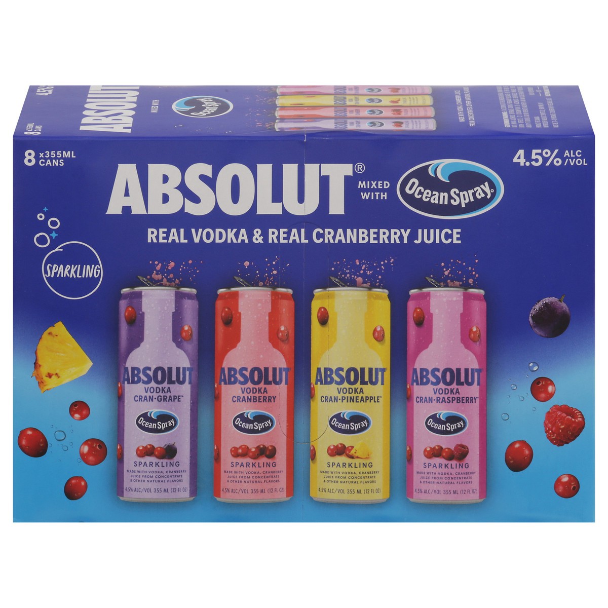 slide 10 of 11, Absolut Sparkling Cranberry Vodka 8 - 355 ml Cans, 8 ct, 355 ml