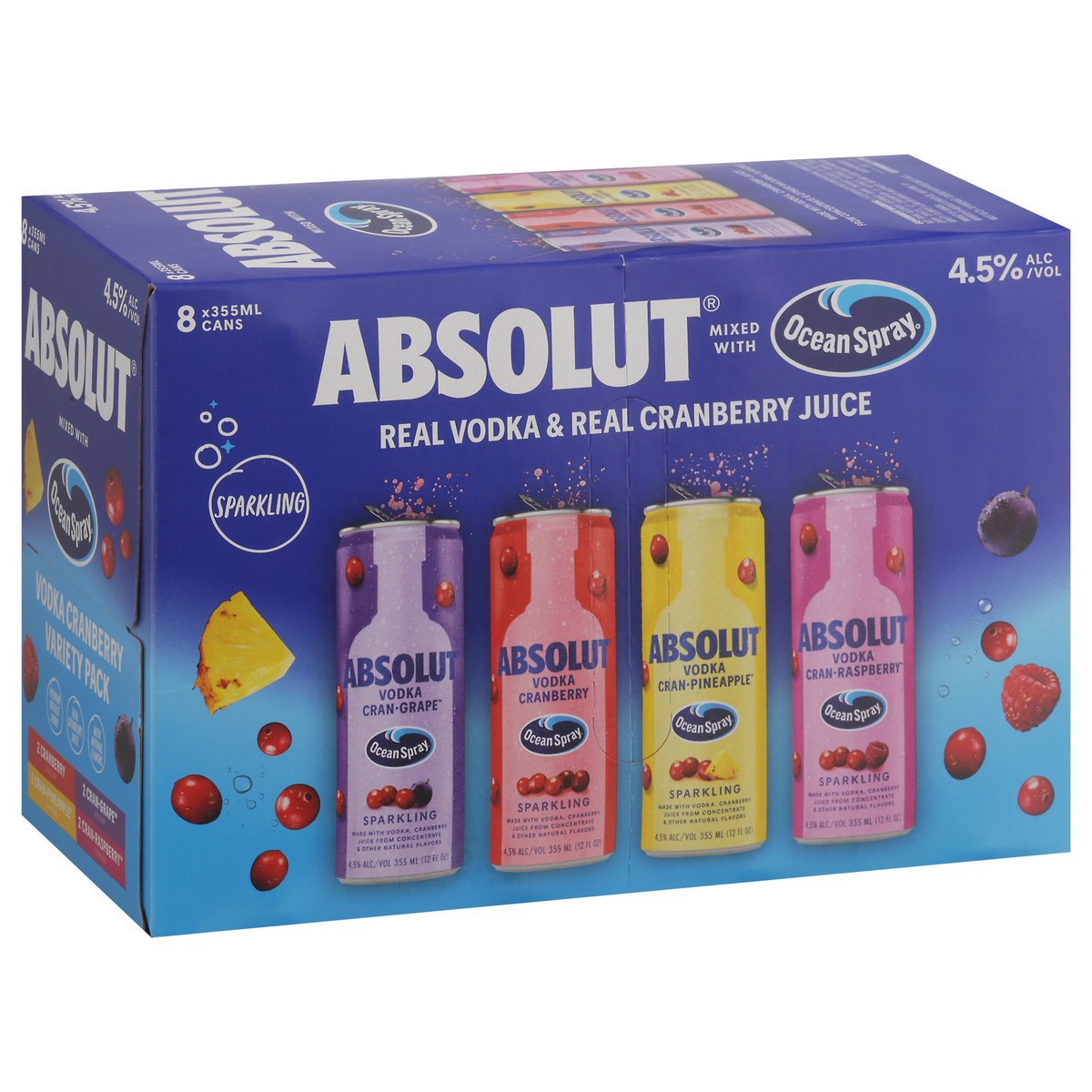 slide 9 of 11, Absolut Sparkling Cranberry Vodka 8 - 355 ml Cans, 8 ct, 355 ml