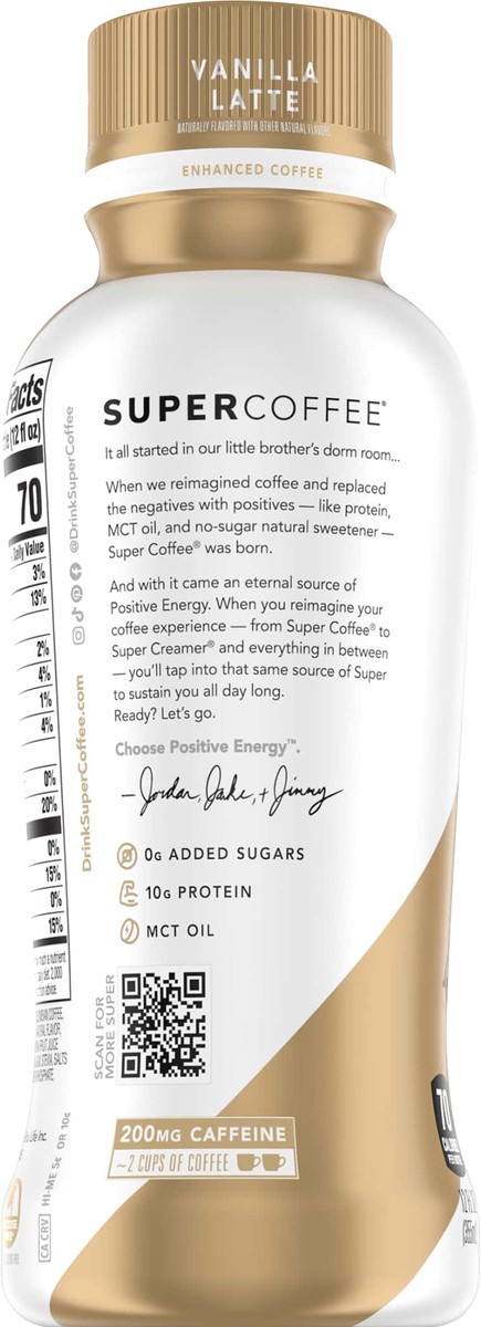 slide 6 of 6, Super Coffee Positive Energy Enhanced Vanilla Latte Coffee - 12 fl oz, 12 fl oz