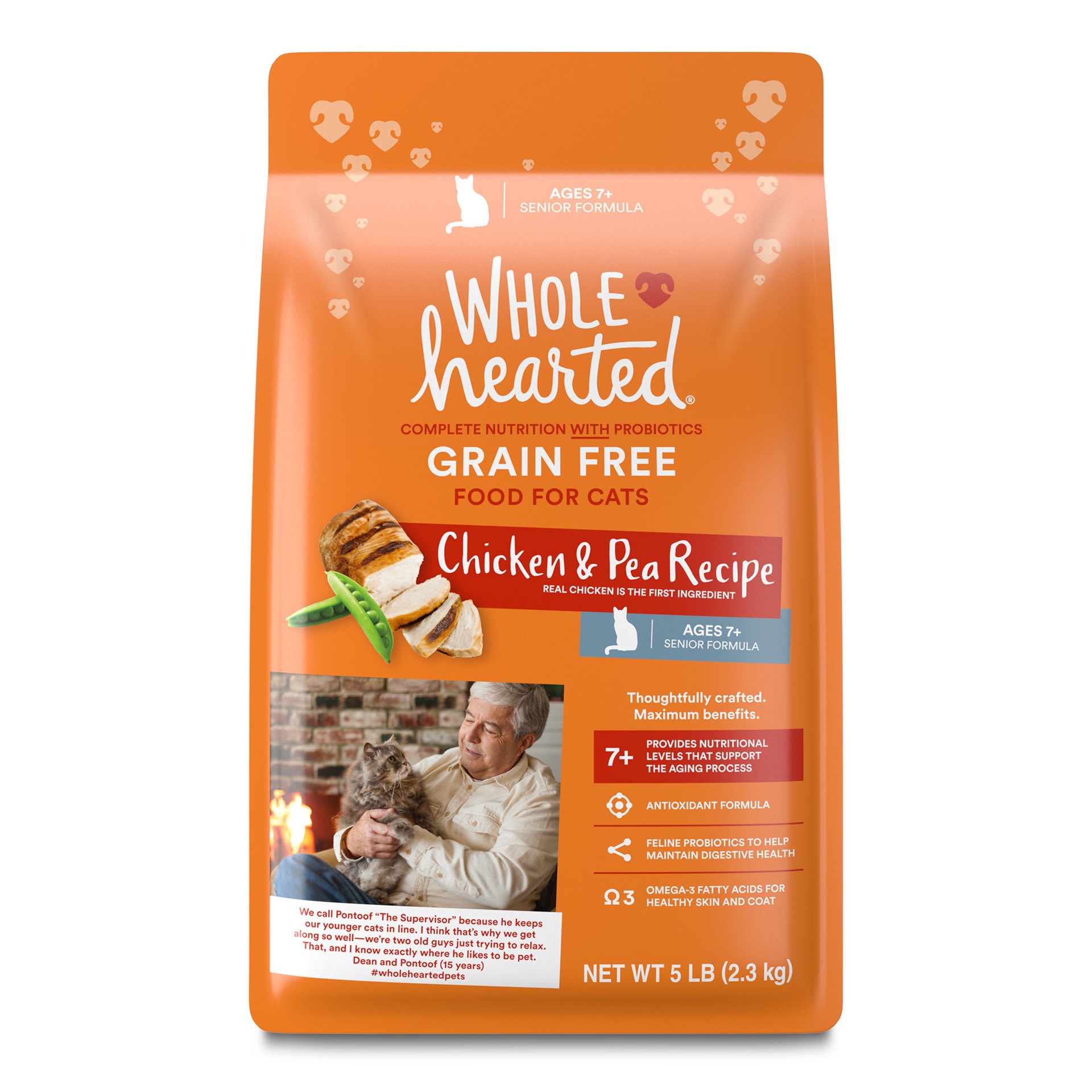 slide 1 of 1, WholeHearted Grain Free Senior Chicken Recipe Dry Cat Food, 5 lbs., 1 ct