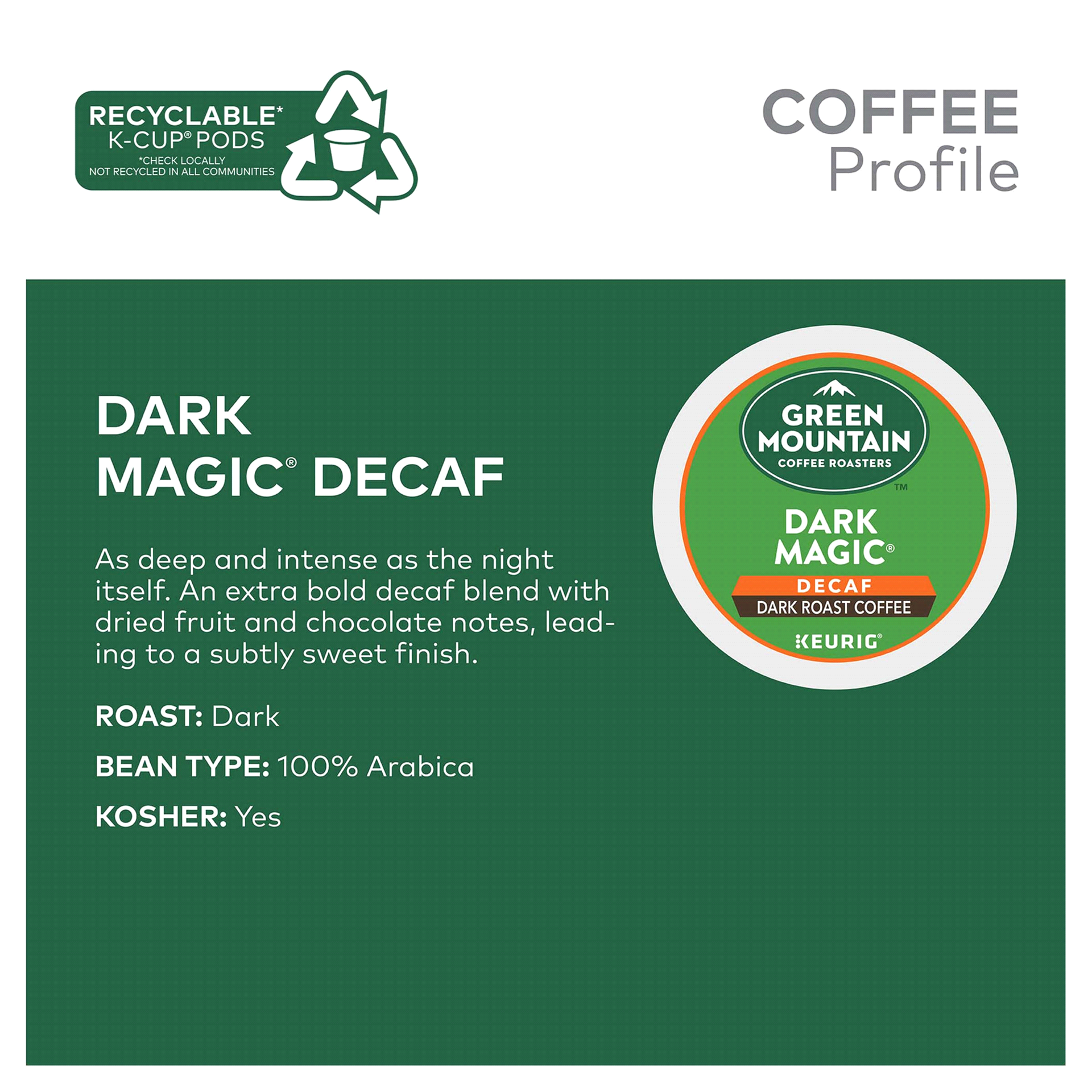 slide 13 of 29, Green Mountain Coffee Roasters K-Cup Pods Decaf Dark Roast Dark Magic Coffee Pods - 12 ct, 12 ct