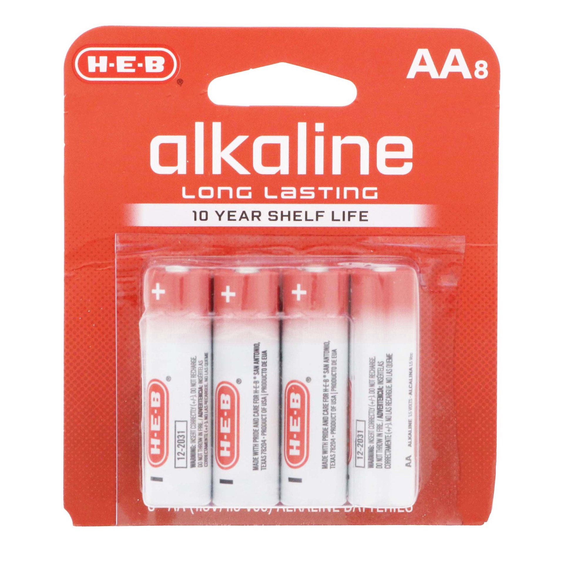 slide 1 of 1, H-E-B Alkaline AA Batteries, 8 ct