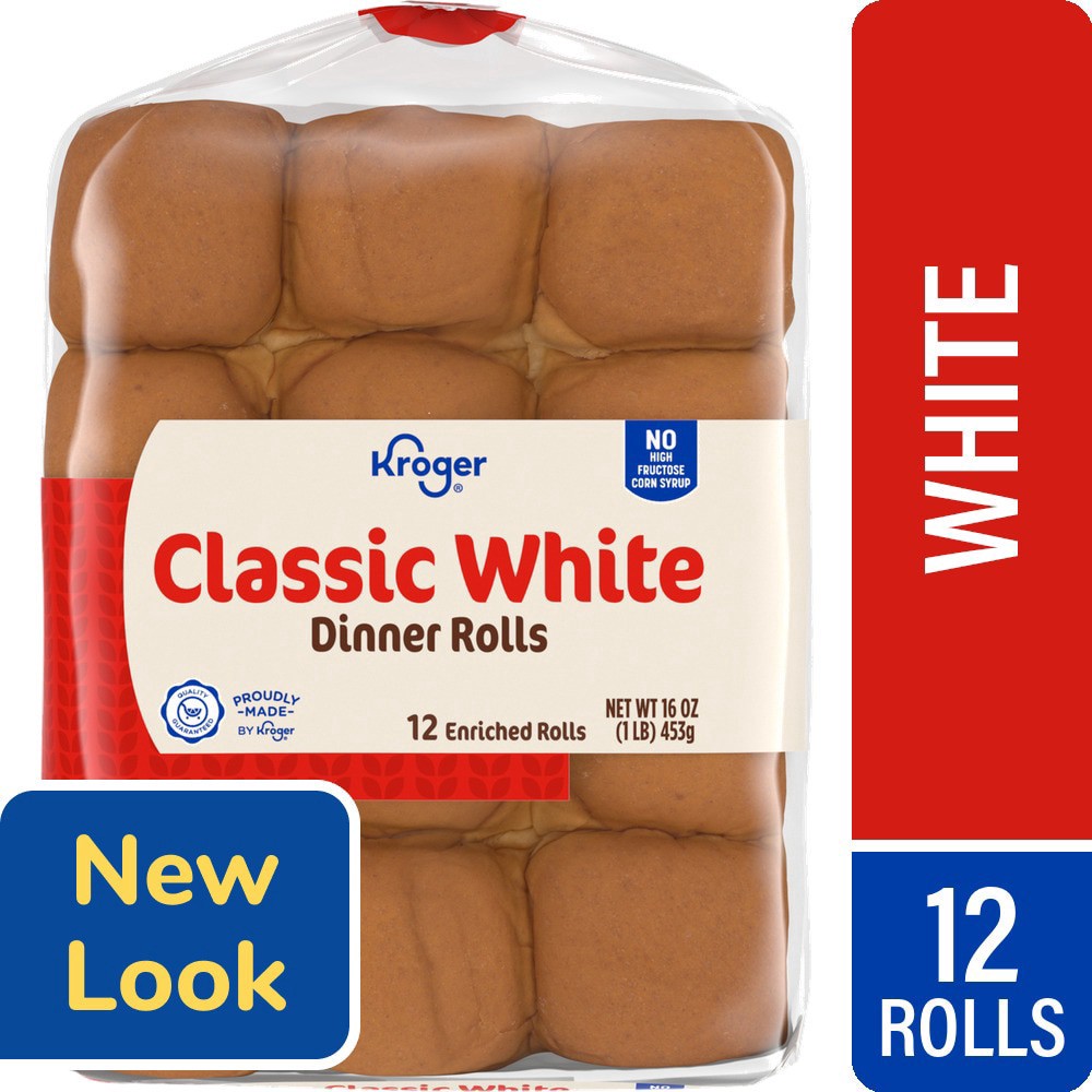 slide 1 of 4, Kroger Classic White Dinner Rolls, 16 oz