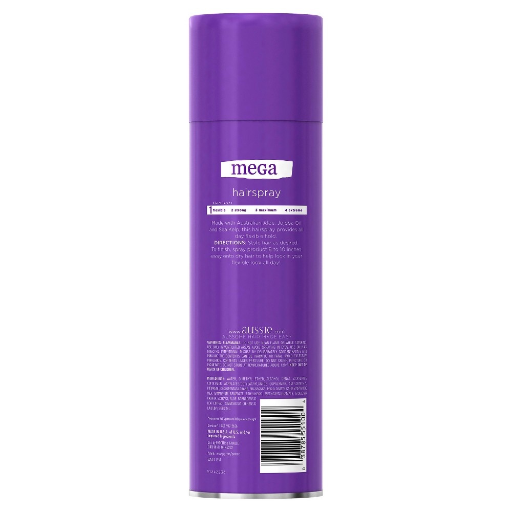 slide 2 of 3, Aussie Mega Hair Spray, 14 oz