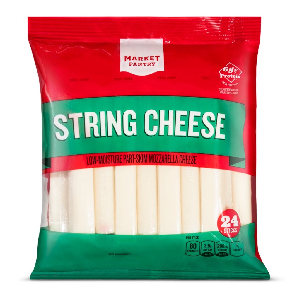 Market Pantry Mozzarella String Cheese Individually Wrapped Sticks 24 ...