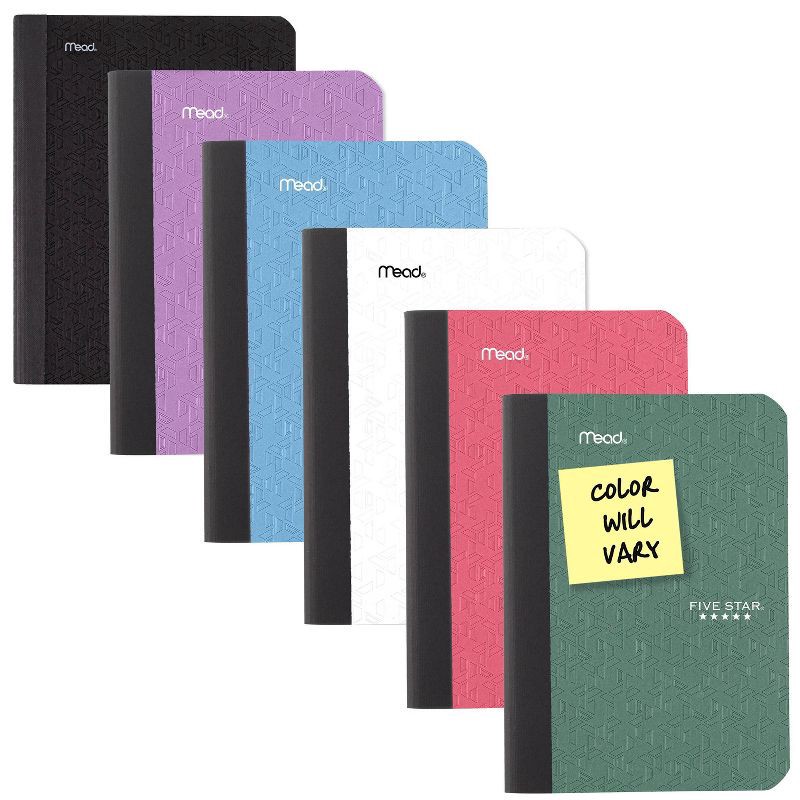 slide 3 of 13, Five Star 5"x7" Composition Book Assorted Colors: Five Star Lined Paper, 80 Pages, Hard Cover, College Rule, Non-Toxic, 1 ct
