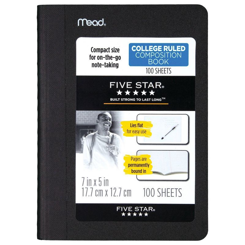 slide 6 of 13, Five Star 5"x7" Composition Book Assorted Colors: Five Star Lined Paper, 80 Pages, Hard Cover, College Rule, Non-Toxic, 1 ct