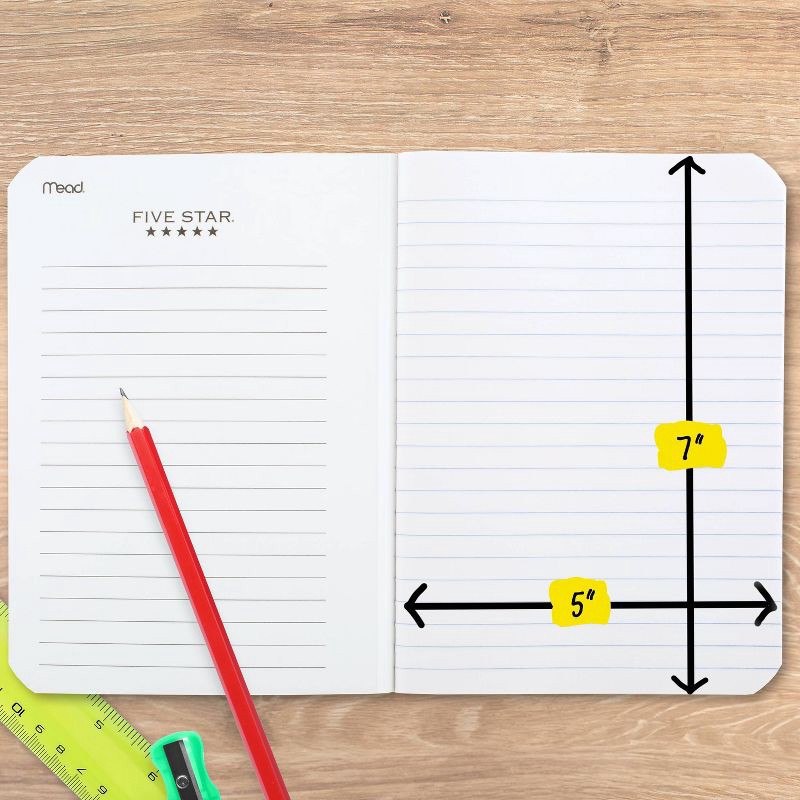 slide 7 of 13, Five Star 5"x7" Composition Book Assorted Colors: Five Star Lined Paper, 80 Pages, Hard Cover, College Rule, Non-Toxic, 1 ct