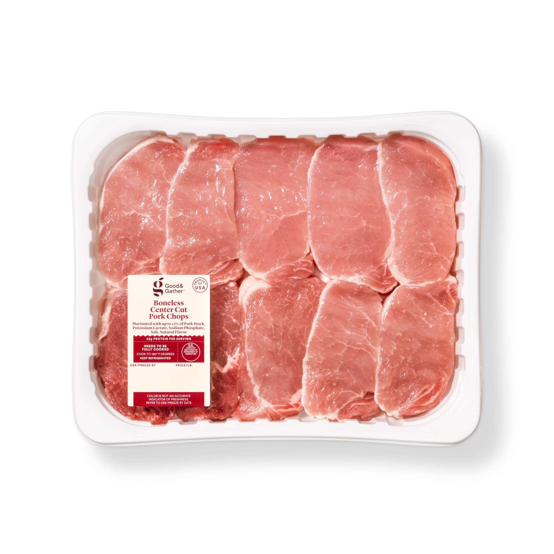 slide 1 of 3, Boneless Center Cut Pork Chops Family Pack - 42oz - Good & Gather, 42 oz