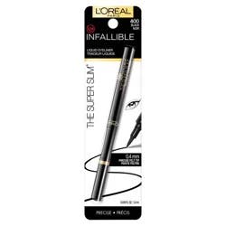 L'Oreal Paris Infallible Super Slim Liner 400 Black .034 fl oz: Phthalate-Free, Aluminum-Free Liquid Eyeliner