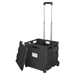 Office Depot Brand Mobile Folding Cart with Lid, Black