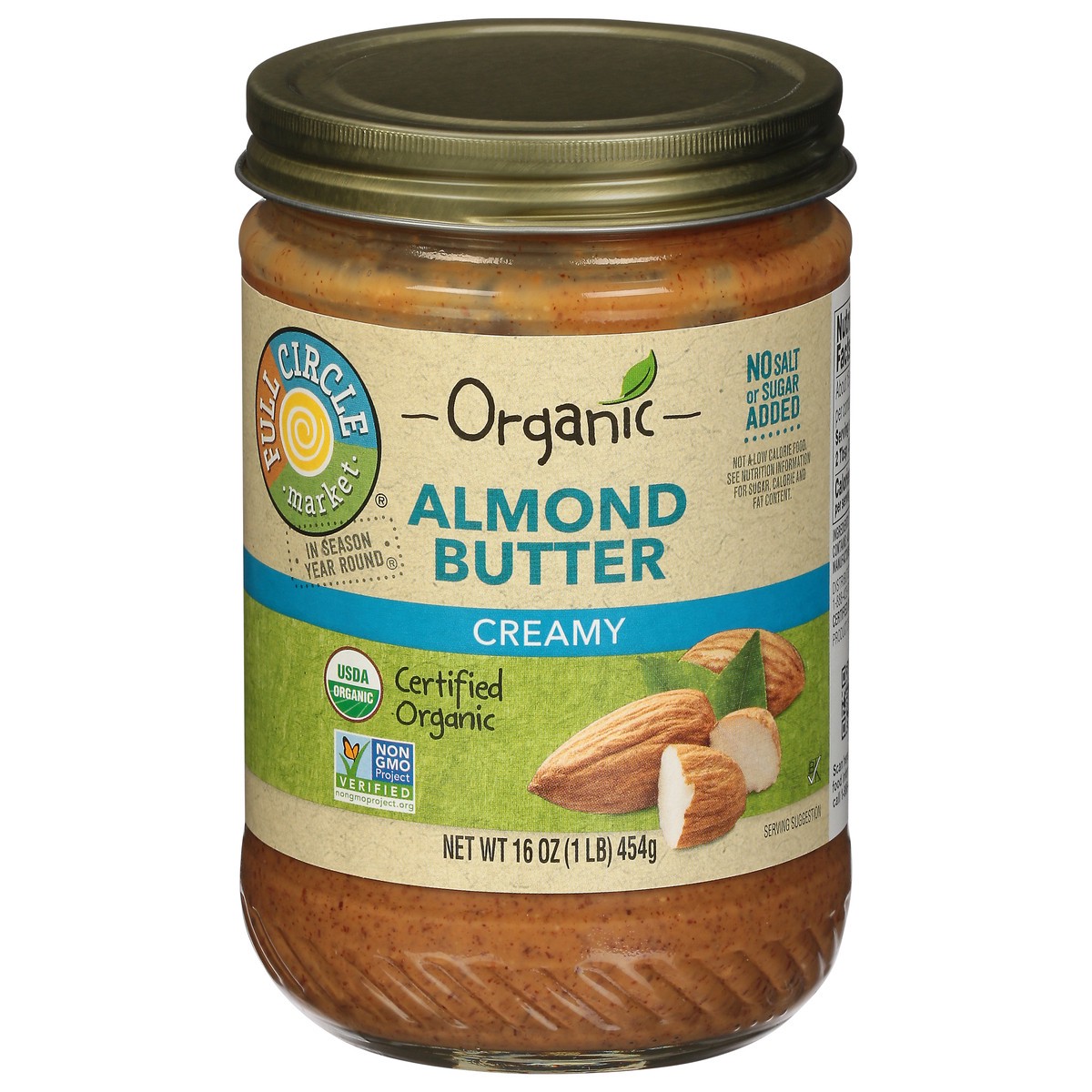 slide 1 of 9, Full Circle Market Organic Creamy Almond Butter 16 oz, 16 oz