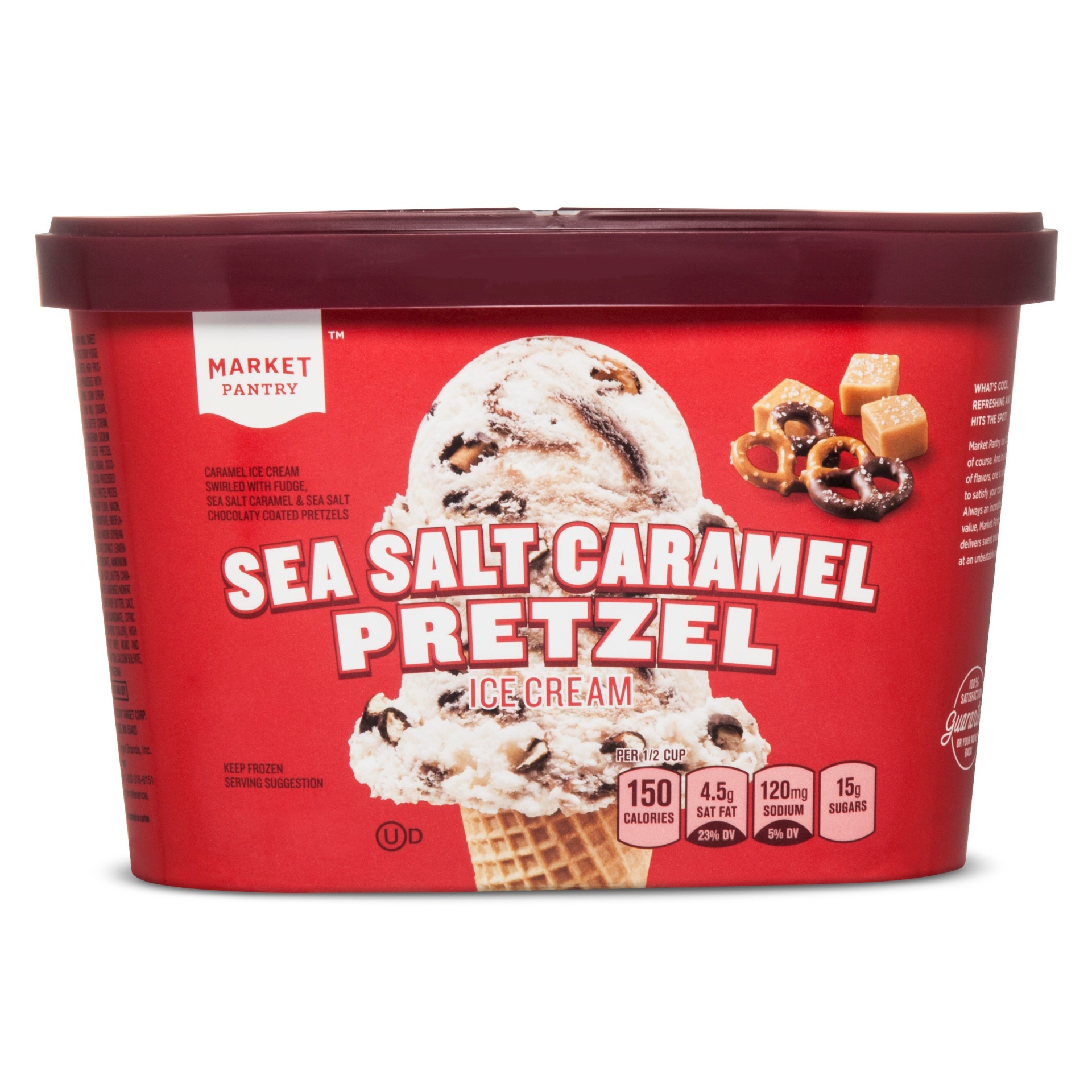 slide 1 of 1, Sea Salt Caramel Pretzel Ice Cream - Market Pantry, 1.5 qt