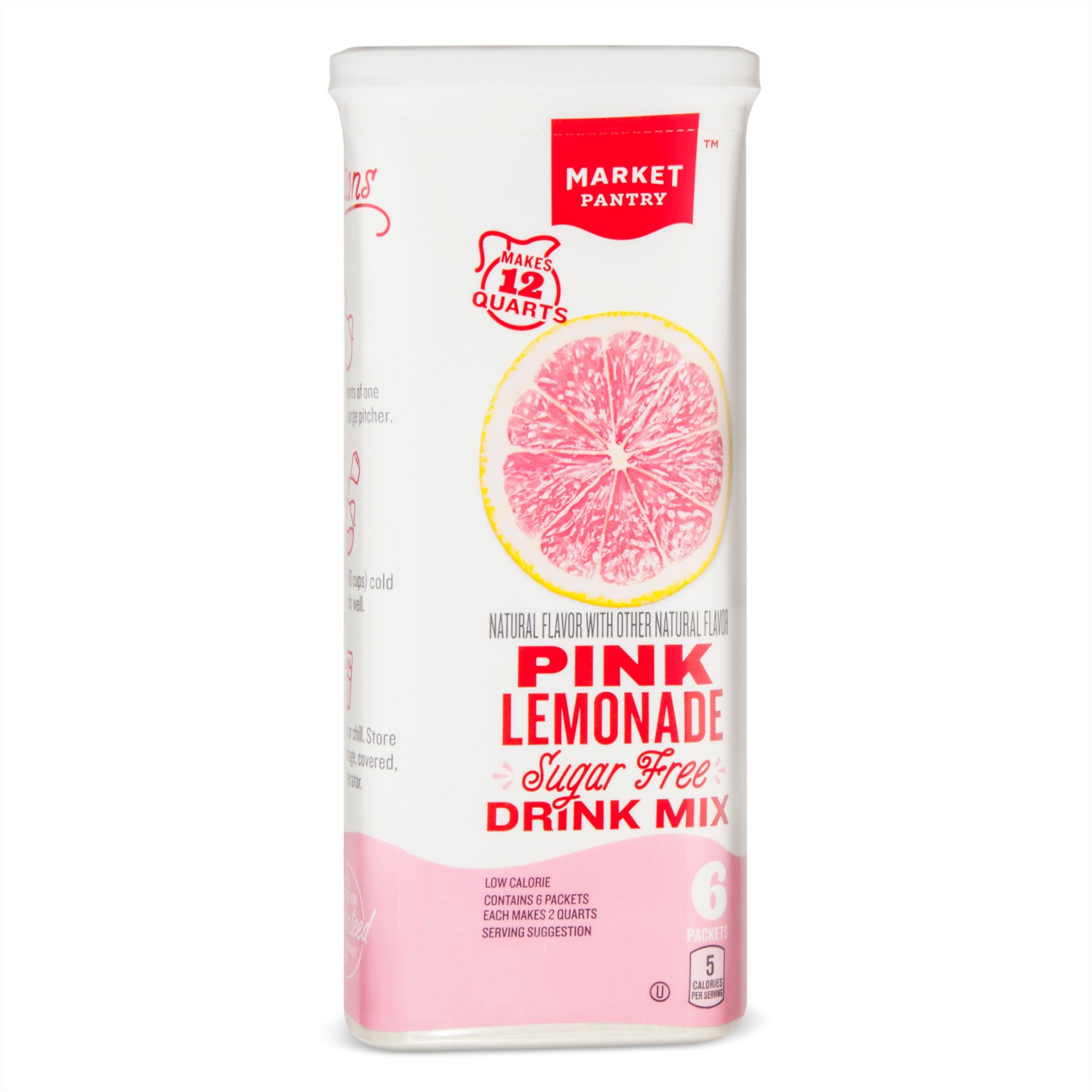 slide 1 of 1, Market Pantry Sugar-Free Pink Lemonade Drink Mix, 6 ct