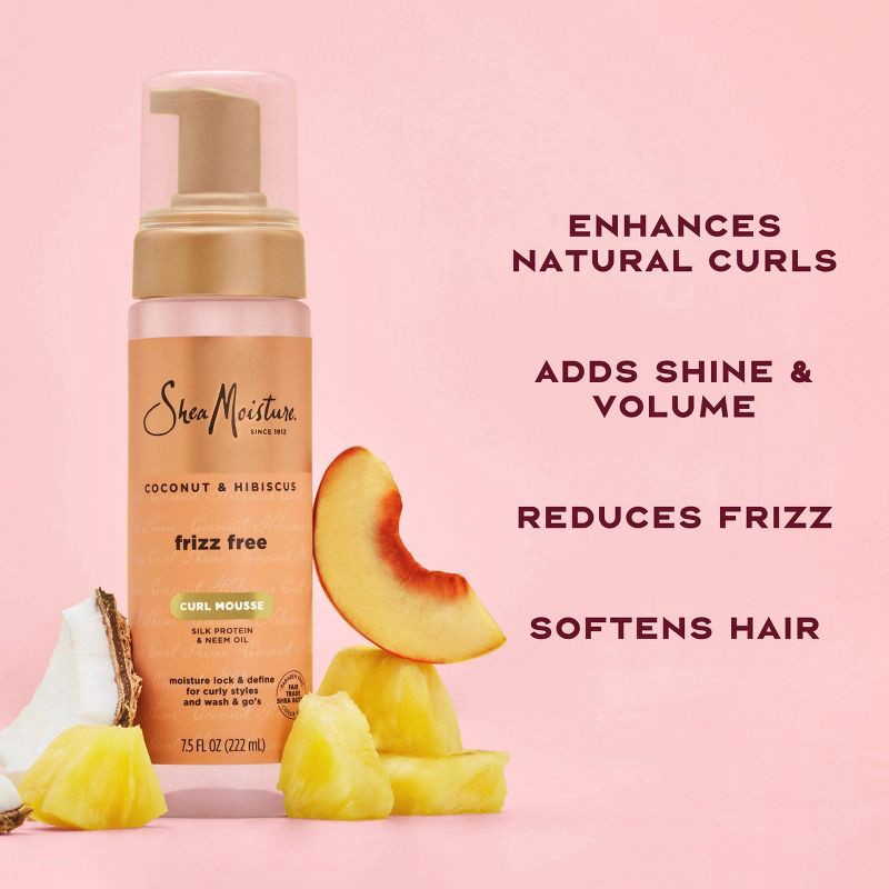 slide 6 of 8, SheaMoisture Coconut and Hibiscus Frizz-Free Curl Mousse - 7.5 fl oz, 7.5 fl oz