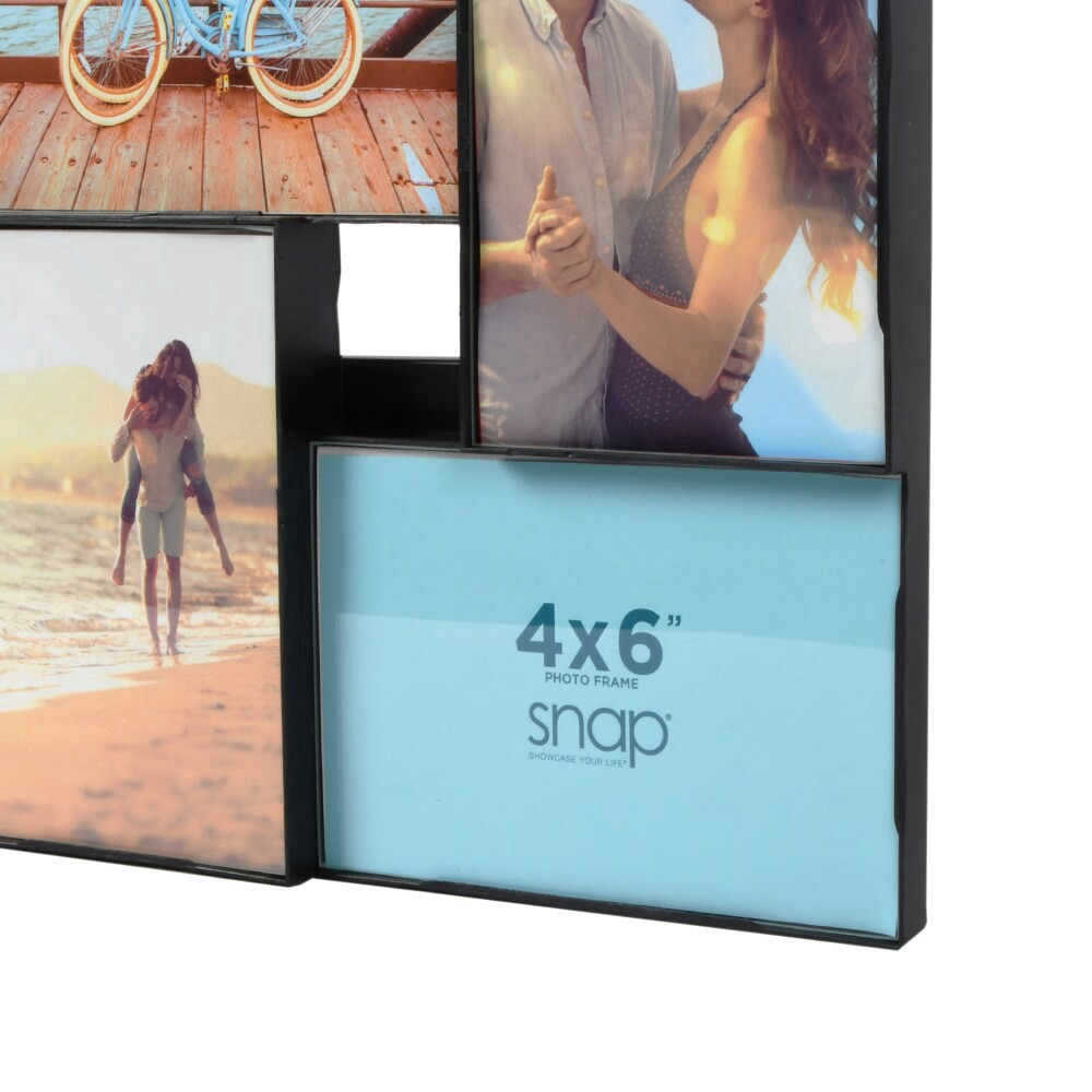 slide 5 of 5, Snap 4 Opening 4X6 Front Load Collage Photo Frame - Black, 4 in x 6 in