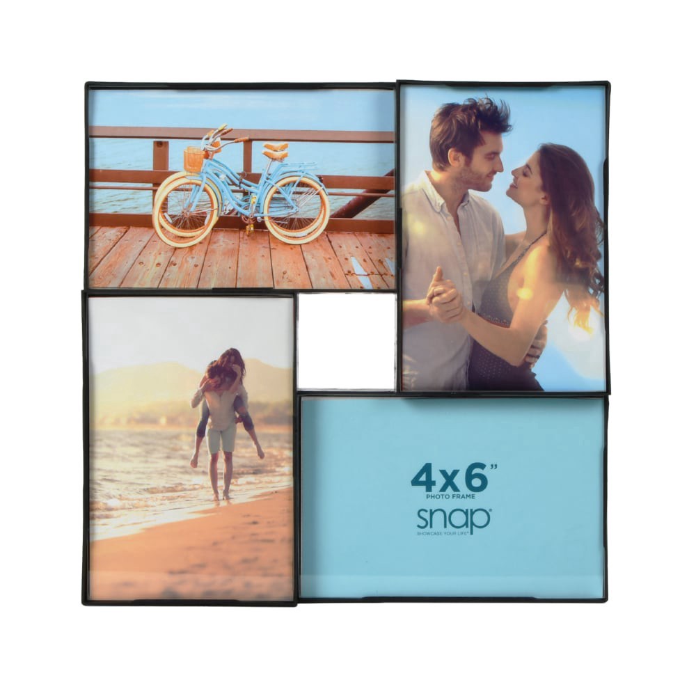 slide 3 of 5, Snap 4 Opening 4X6 Front Load Collage Photo Frame - Black, 4 in x 6 in