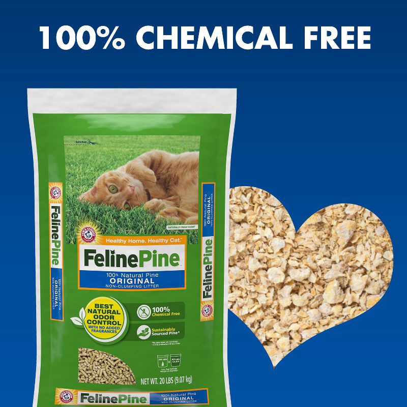 slide 3 of 12, Feline Pine Original 100% Natural Low Dust Clumping Cat Litter - 20lb, 20 lb