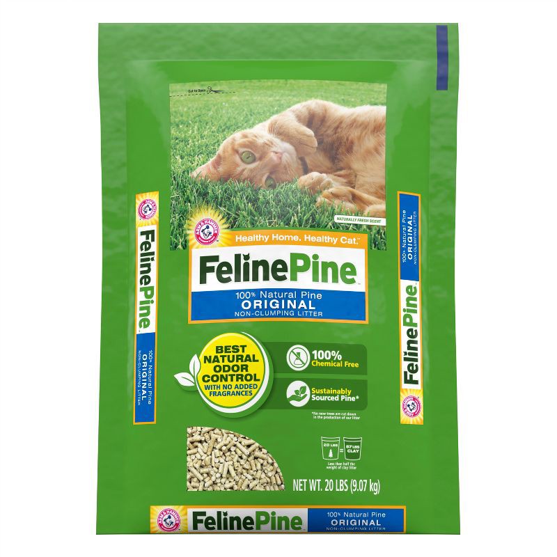 slide 1 of 12, Feline Pine Original 100% Natural Low Dust Clumping Cat Litter - 20lb, 20 lb