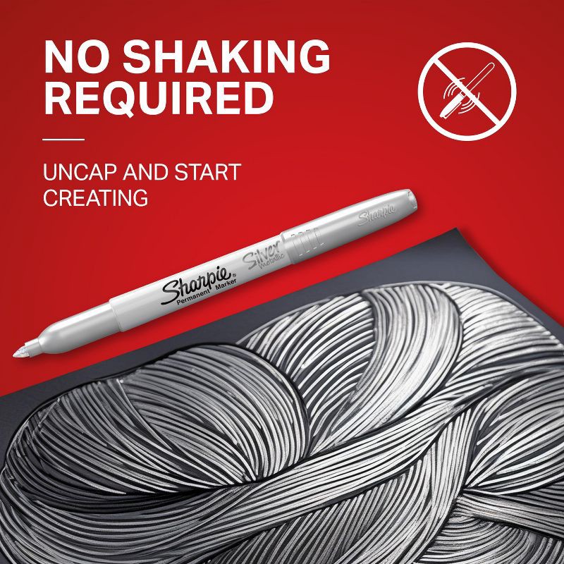 slide 4 of 10, Sharpie 3pk Permanent Markers Fine Tip Metallic Gold/Silver/Bronze: Quick Drying, Durable, Water-Resistant, Art & Stationery, 3 ct