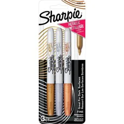 Sharpie 3pk Permanent Markers Fine Tip Metallic Gold/Silver/Bronze: Quick Drying, Durable, Water-Resistant, Art & Stationery